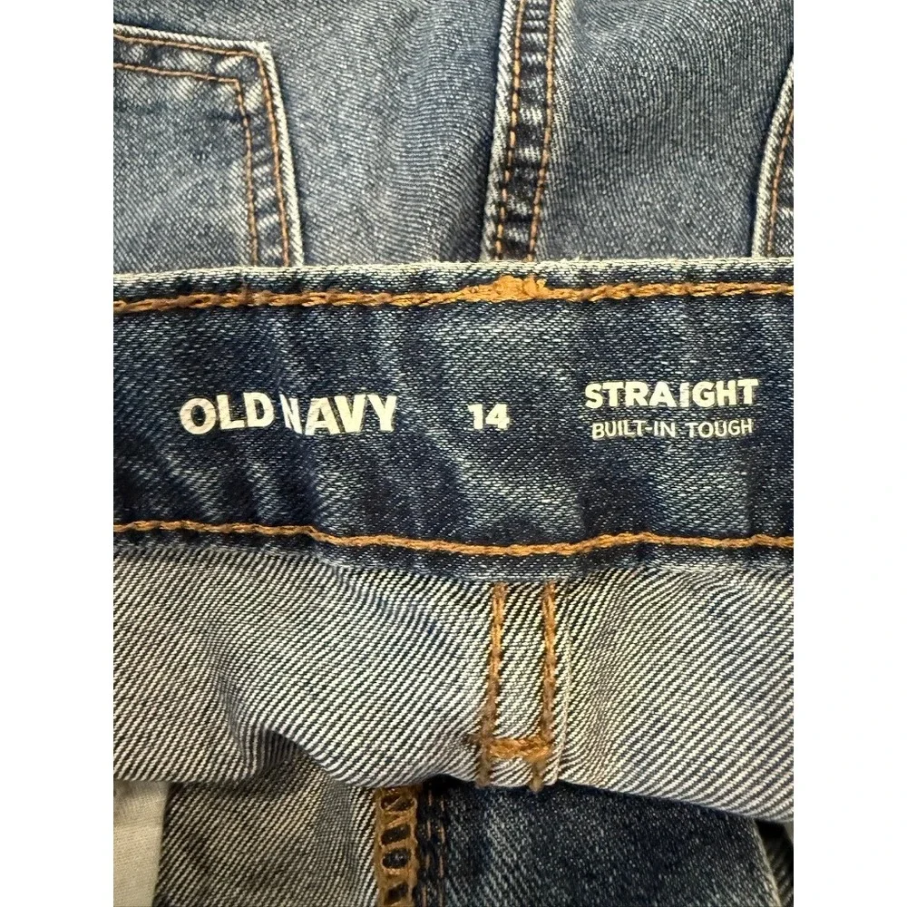 Old Navy Straight Jeans Boys 14 Blue Excellent Built-In Tough Denim